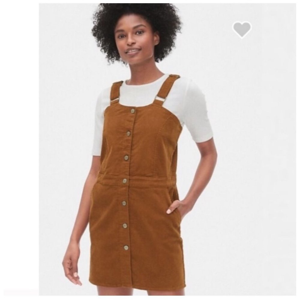 GAP Corduroy Jumper Romper Dress Button Front Size XL Skirtall Pinafore
